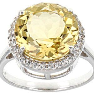 Yellow Citrine Rhodium Over Sterling Silver Ring 5.30ctw